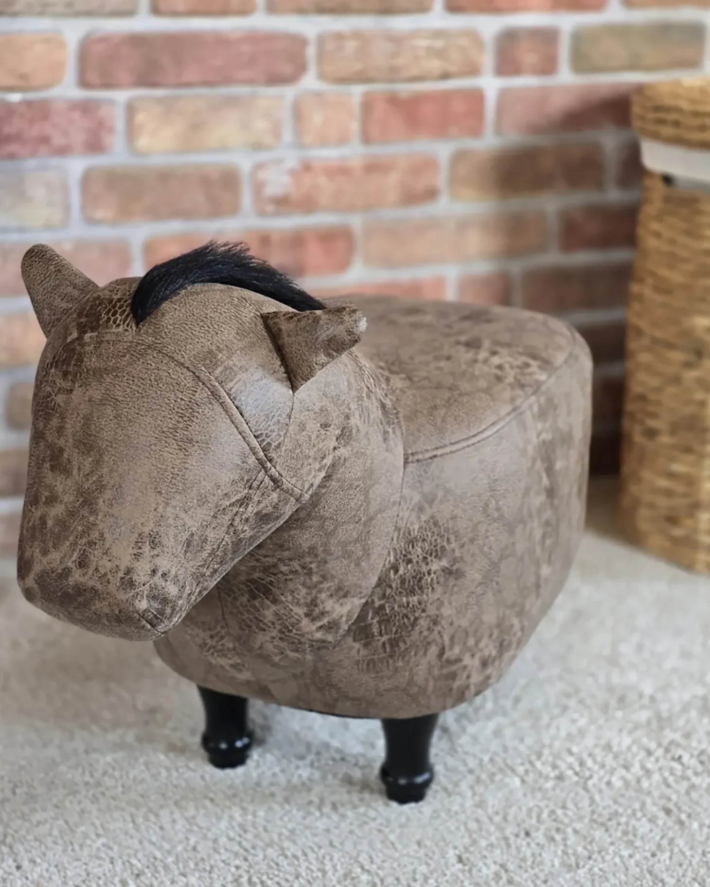 Pufa zwierzak HORSE Ekoskóra Jasnobrązowy Koń