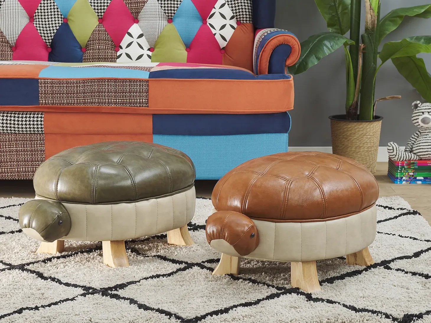Pufa zwierzak TURTLE Ekoskóra Ciemnozielony Żółw