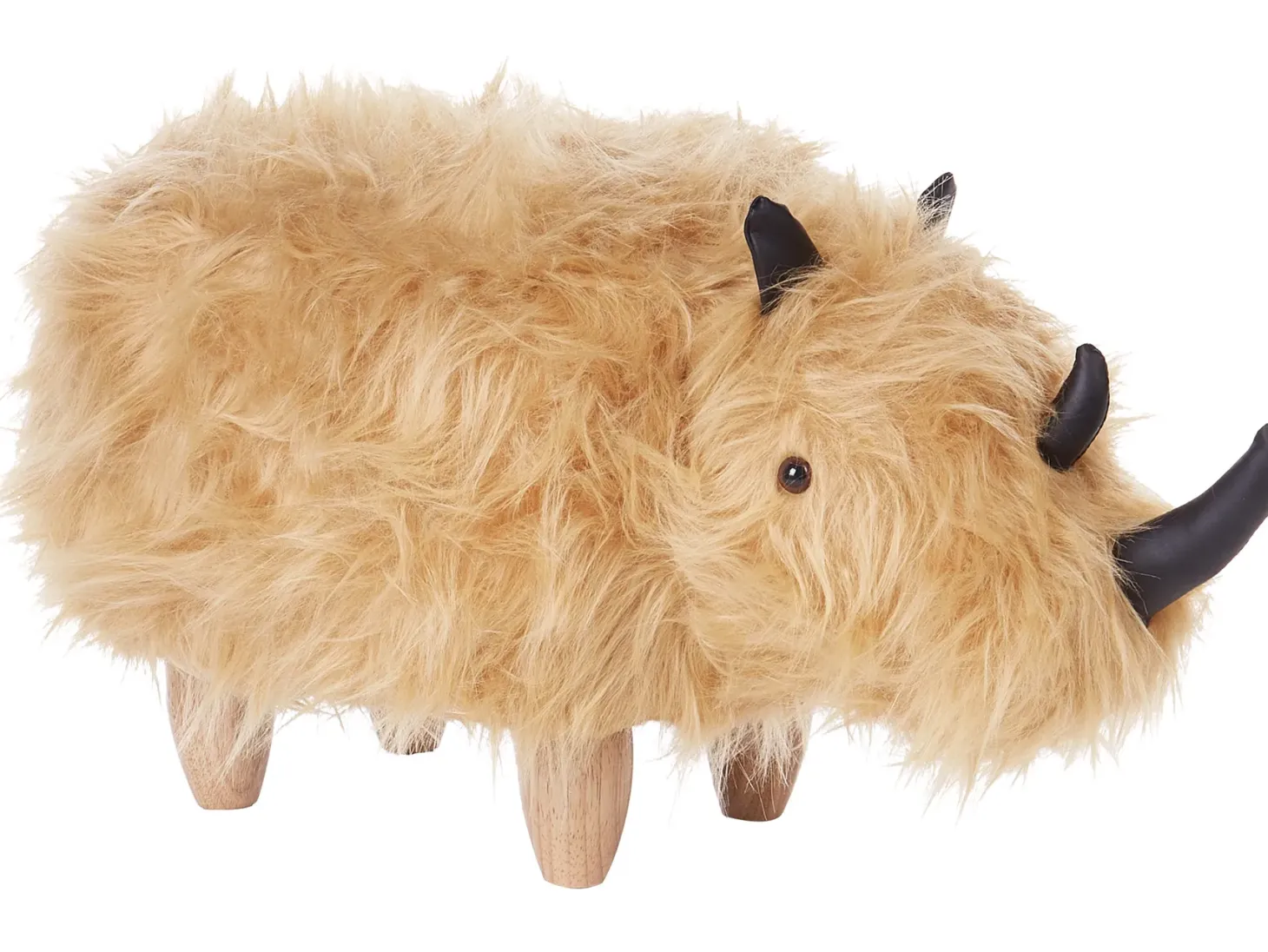 Pufa zwierzak WOOLLY Sztuczne futro Piaskowy Nosorożec