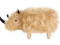Pufa zwierzak WOOLLY Sztuczne futro Piaskowy Nosorożec