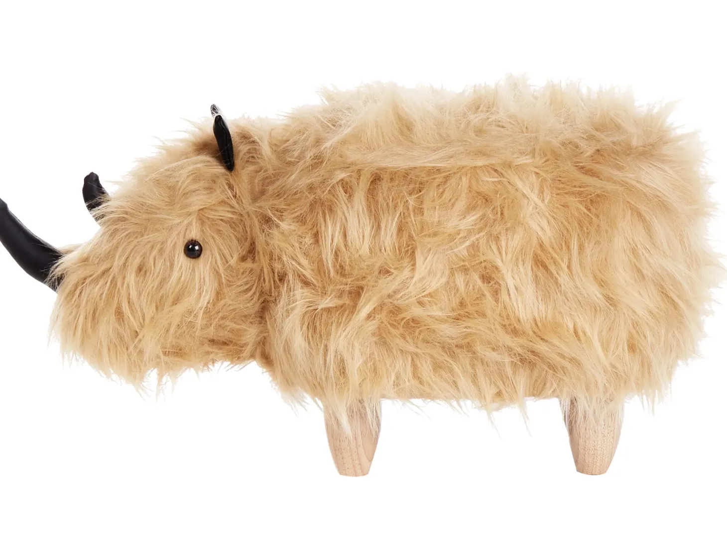 Pufa zwierzak WOOLLY Sztuczne futro Piaskowy Nosorożec