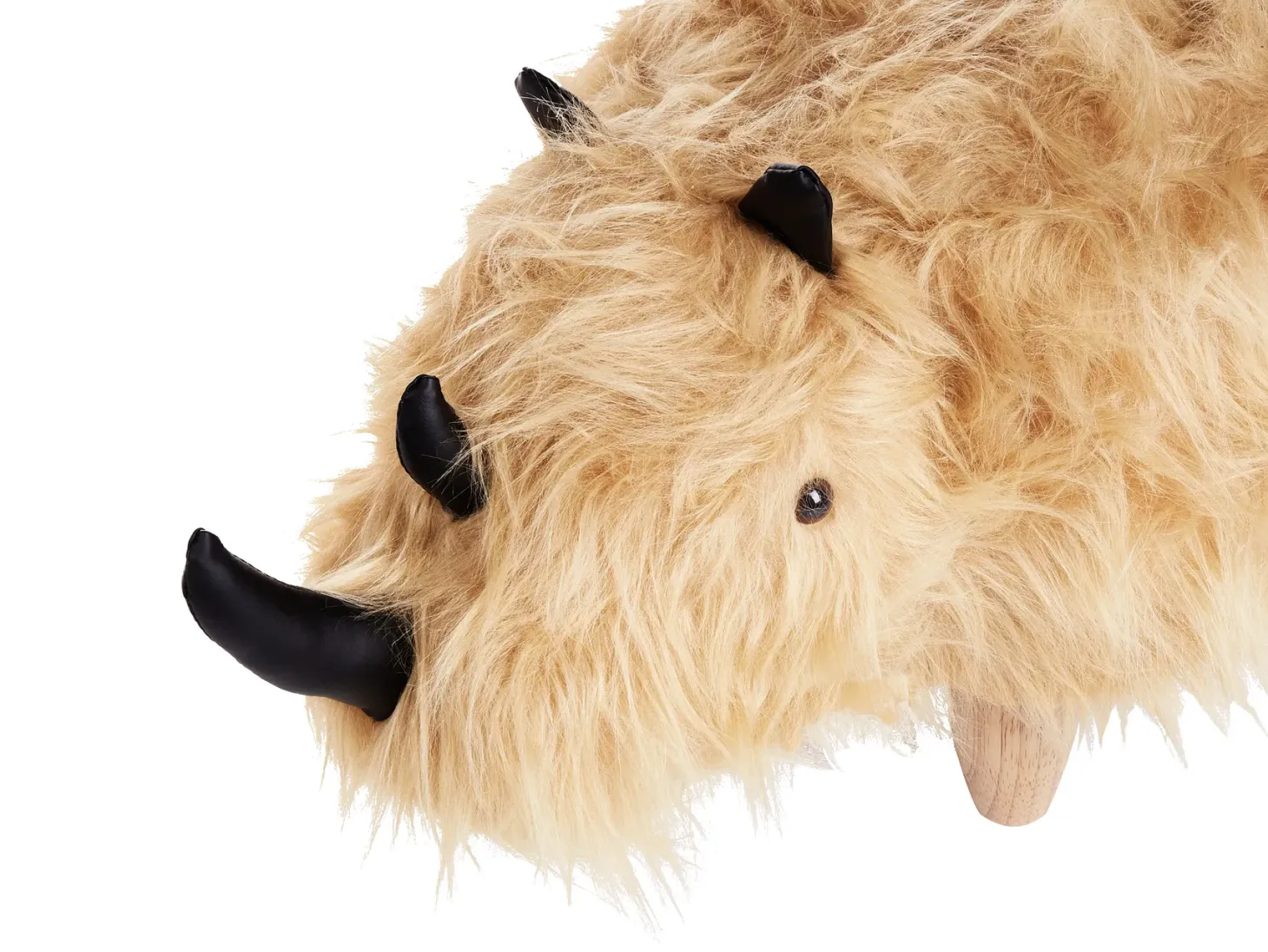 Pufa zwierzak WOOLLY Sztuczne futro Piaskowy Nosorożec