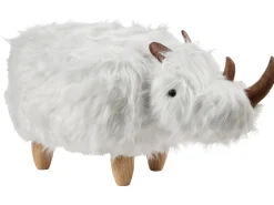 Pufa zwierzak WOOLLY Sztuczne futro Biały Nosorożec