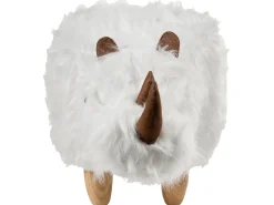 Pufa zwierzak WOOLLY Sztuczne futro Biały Nosorożec