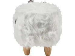 Pufa zwierzak WOOLLY Sztuczne futro Biały Nosorożec