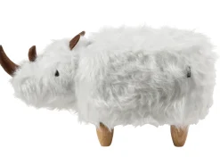 Pufa zwierzak WOOLLY Sztuczne futro Biały Nosorożec