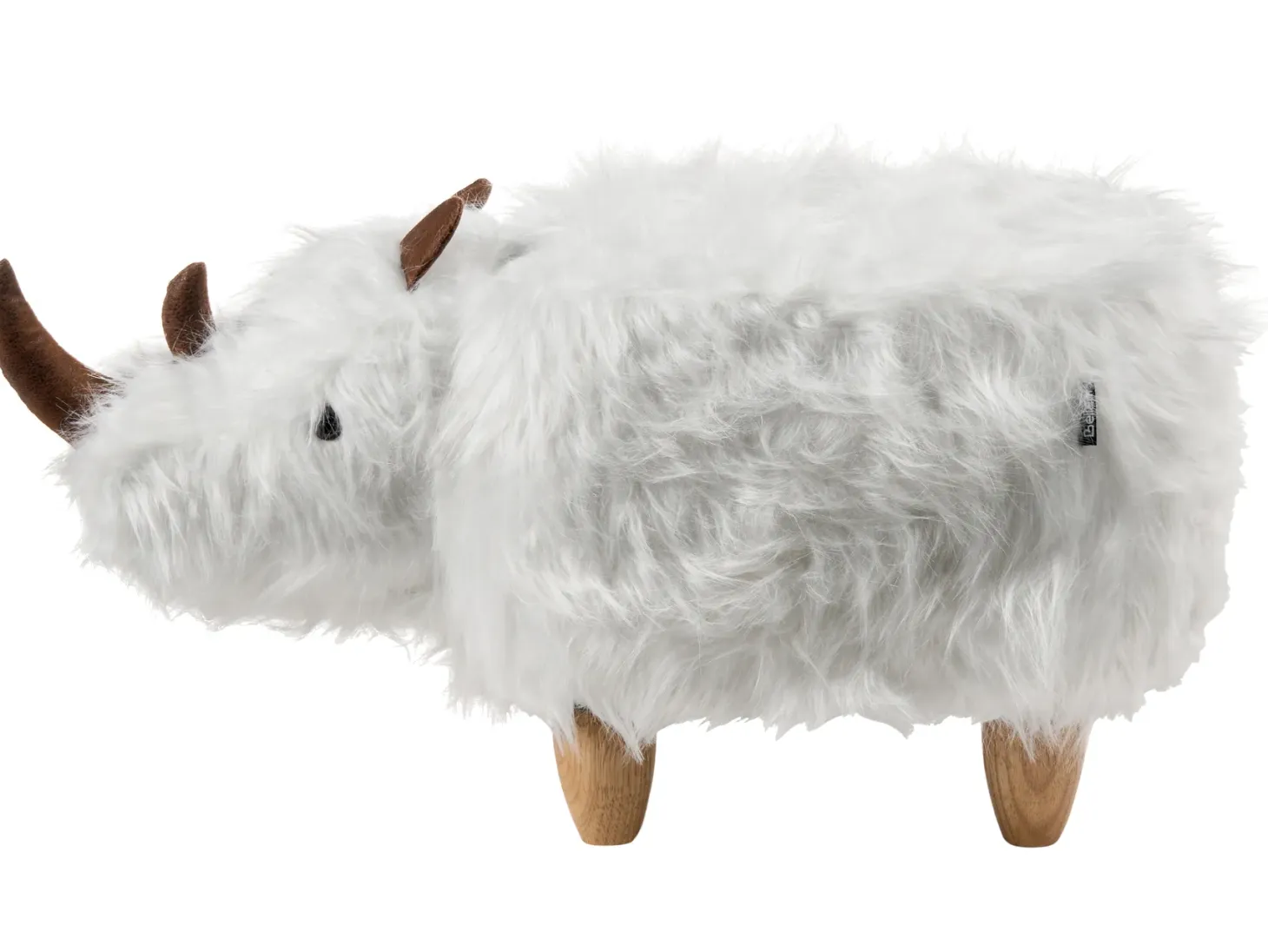 Pufa zwierzak WOOLLY Sztuczne futro Biały Nosorożec