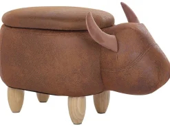 Pufa zwierzak ze schowkiem COW Ekoskóra Jasnobrązowy Krowa