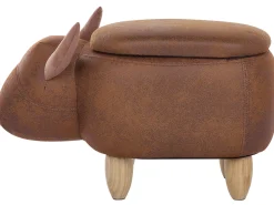 Pufa zwierzak ze schowkiem COW Ekoskóra Jasnobrązowy Krowa