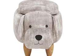 Pufa zwierzak ze schowkiem DOGGY Welur Beżowy Pies
