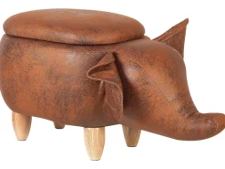 Pufa zwierzak ze schowkiem ELEPHANT Ekoskóra Ciemnobrązowy Słoń