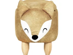 Pufa zwierzak ze schowkiem FOX Welur Pomarańczowy Lisek