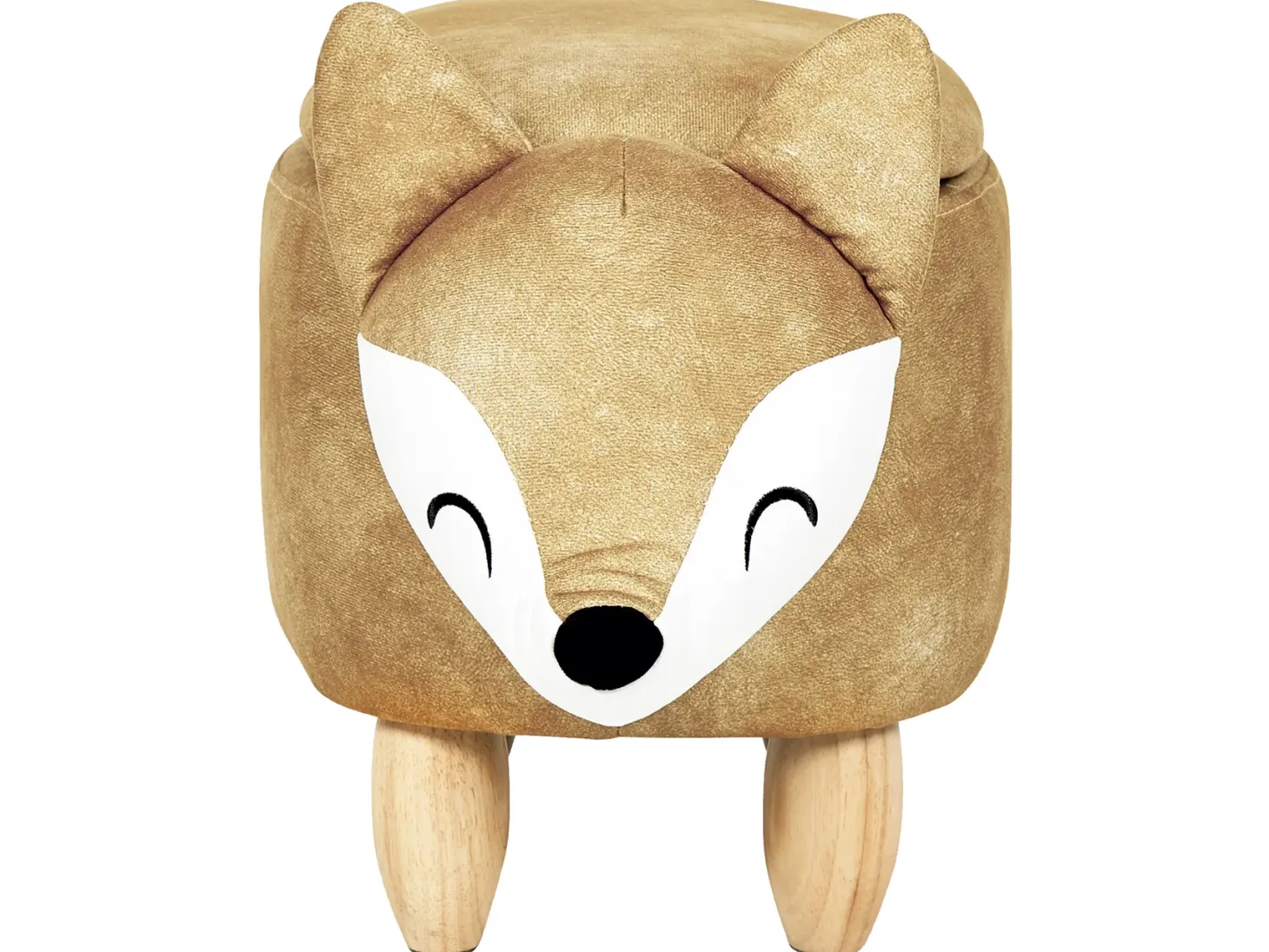 Pufa zwierzak ze schowkiem FOX Welur Pomarańczowy Lisek
