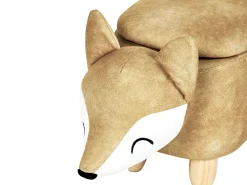 Pufa zwierzak ze schowkiem FOX Welur Pomarańczowy Lisek