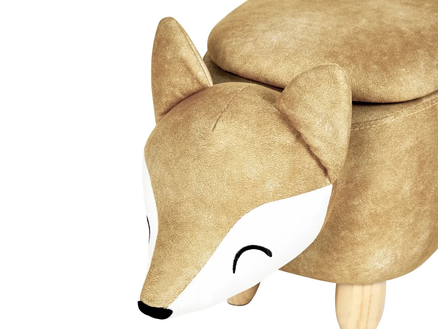 Pufa zwierzak ze schowkiem FOX Welur Pomarańczowy Lisek