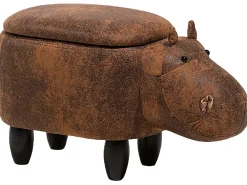 Pufa zwierzak ze schowkiem HIPPO Ekoskóra Brązowy Hipopotam
