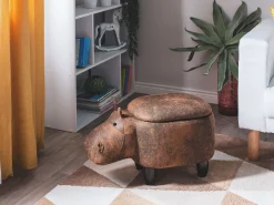 Pufa zwierzak ze schowkiem HIPPO Ekoskóra Brązowy Hipopotam