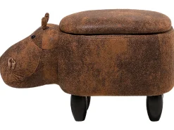Pufa zwierzak ze schowkiem HIPPO Ekoskóra Brązowy Hipopotam