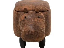 Pufa zwierzak ze schowkiem HIPPO Ekoskóra Brązowy Hipopotam