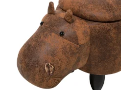 Pufa zwierzak ze schowkiem HIPPO Ekoskóra Brązowy Hipopotam