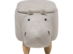 Pufa zwierzak ze schowkiem HIPPO Ekoskóra Jasnoszary Hipopotam