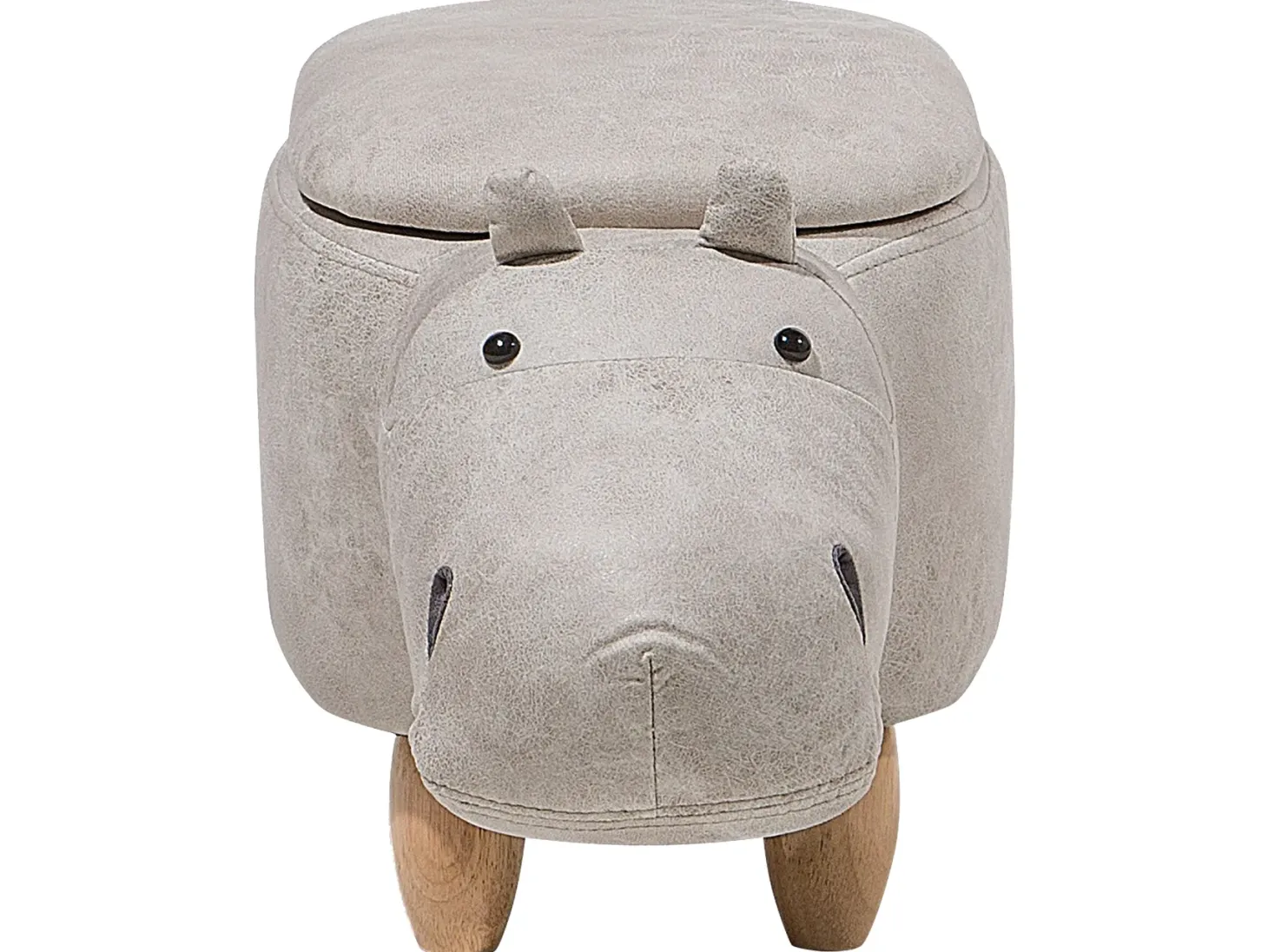 Pufa zwierzak ze schowkiem HIPPO Ekoskóra Jasnoszary Hipopotam