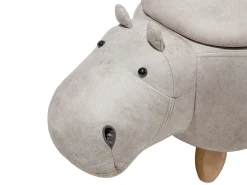 Pufa zwierzak ze schowkiem HIPPO Ekoskóra Jasnoszary Hipopotam