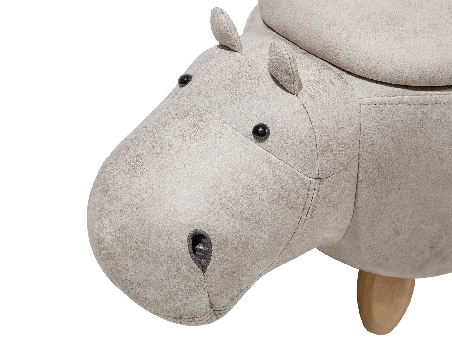 Pufa zwierzak ze schowkiem HIPPO Ekoskóra Jasnoszary Hipopotam
