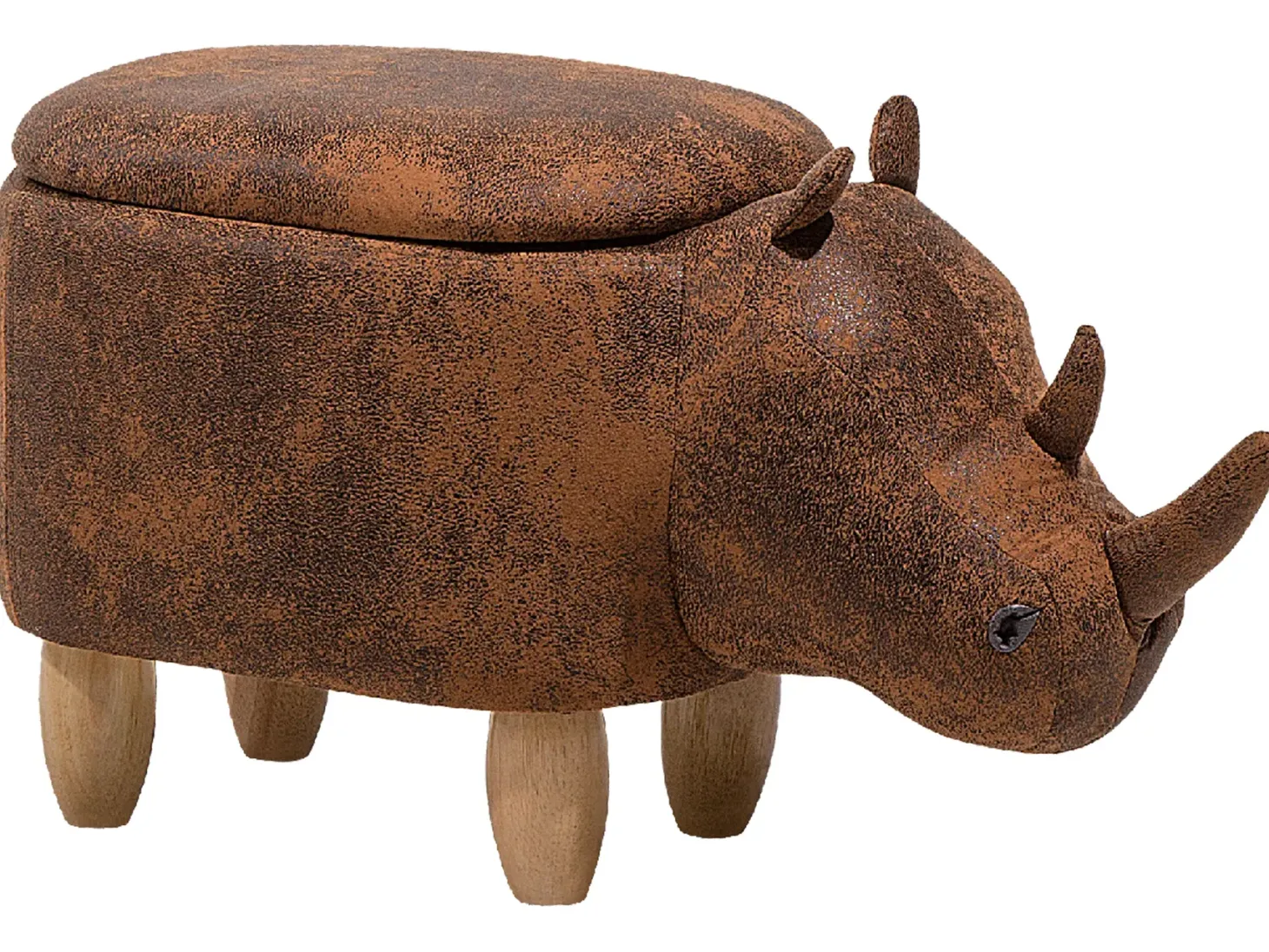 Pufa zwierzak ze schowkiem RHINO Ekoskóra Jasnobrązowy Nosorożec