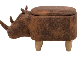 Pufa zwierzak ze schowkiem RHINO Ekoskóra Jasnobrązowy Nosorożec