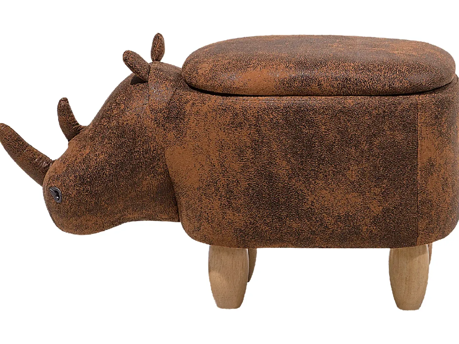 Pufa zwierzak ze schowkiem RHINO Ekoskóra Jasnobrązowy Nosorożec