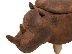 Pufa zwierzak ze schowkiem RHINO Ekoskóra Jasnobrązowy Nosorożec