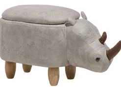 Pufa zwierzak ze schowkiem RHINO Ekoskóra Jasnoszary Nosorożec