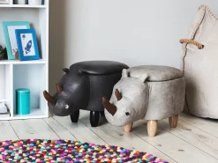 Pufa zwierzak ze schowkiem RHINO Ekoskóra Jasnoszary Nosorożec