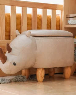 Pufa zwierzak ze schowkiem RHINO Ekoskóra Jasnoszary Nosorożec
