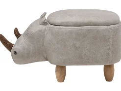Pufa zwierzak ze schowkiem RHINO Ekoskóra Jasnoszary Nosorożec