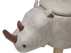 Pufa zwierzak ze schowkiem RHINO Ekoskóra Jasnoszary Nosorożec