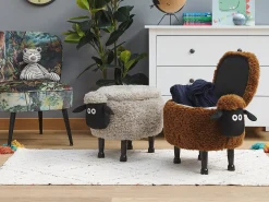 Pufa zwierzak ze schowkiem SHEEP Szary Baranek