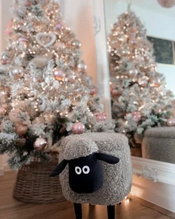 Pufa zwierzak ze schowkiem SHEEP Szary Baranek