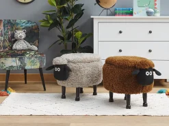 Pufa zwierzak ze schowkiem SHEEP Szary Baranek
