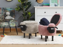 Pufa zwierzak ze schowkiem SHEEP Różowy Baranek