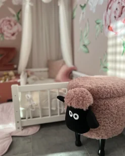Pufa zwierzak ze schowkiem SHEEP Różowy Baranek