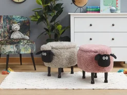 Pufa zwierzak ze schowkiem SHEEP Różowy Baranek