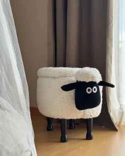 Pufa zwierzak ze schowkiem SHEEP Biały Baranek