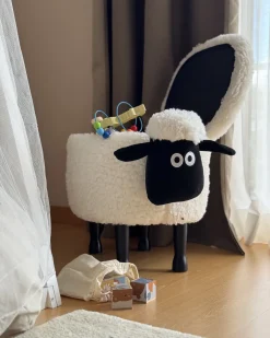 Pufa zwierzak ze schowkiem SHEEP Biały Baranek