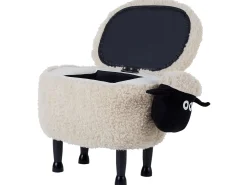 Pufa zwierzak ze schowkiem SHEEP Jasnobeżowy Baranek