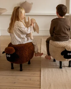 Pufa zwierzak ze schowkiem SHEEP Jasnobeżowy Baranek