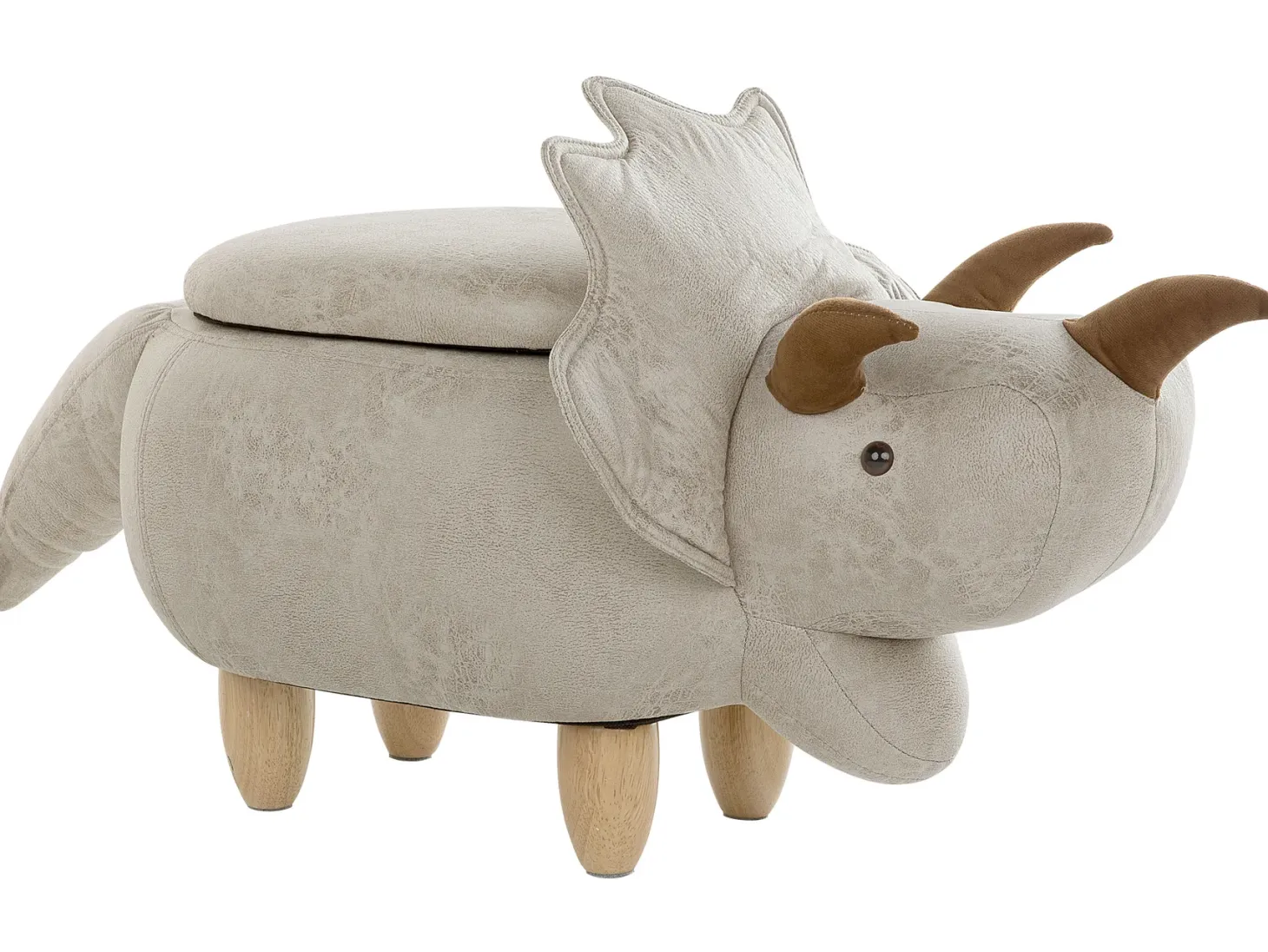 Pufa zwierzak ze schowkiem TRICERATOPS Jasnoszary Dinozaur