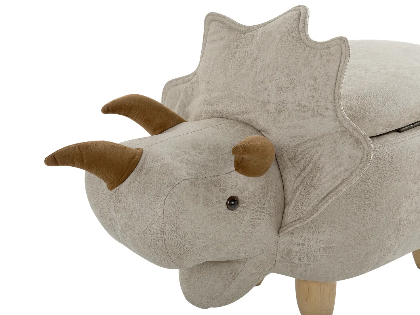 Pufa zwierzak ze schowkiem TRICERATOPS Jasnoszary Dinozaur