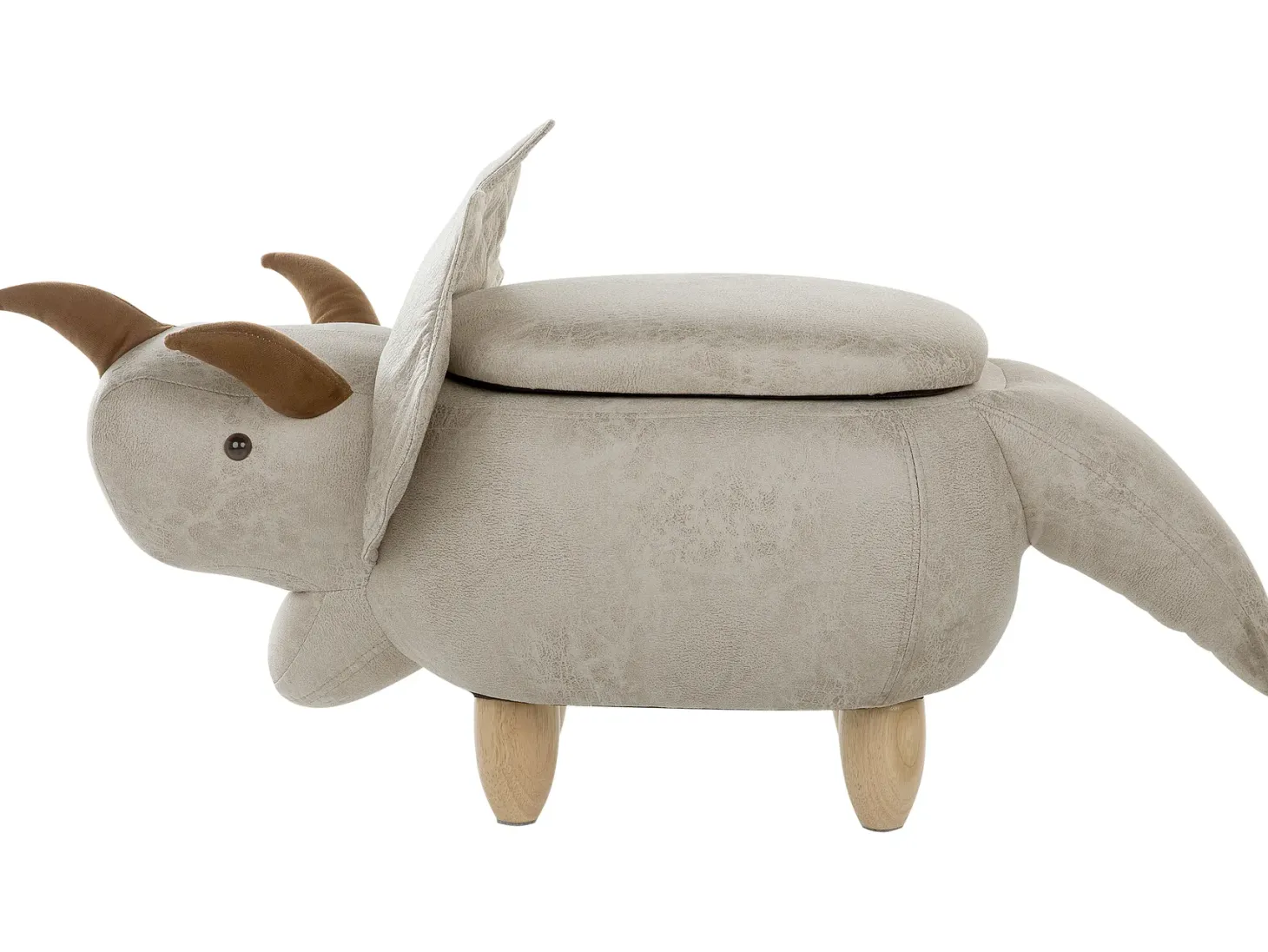 Pufa zwierzak ze schowkiem TRICERATOPS Jasnoszary Dinozaur